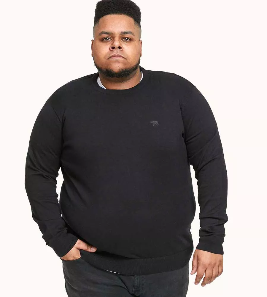 Black Crew Neck Sweater for Big Men (JOVANNI 1)