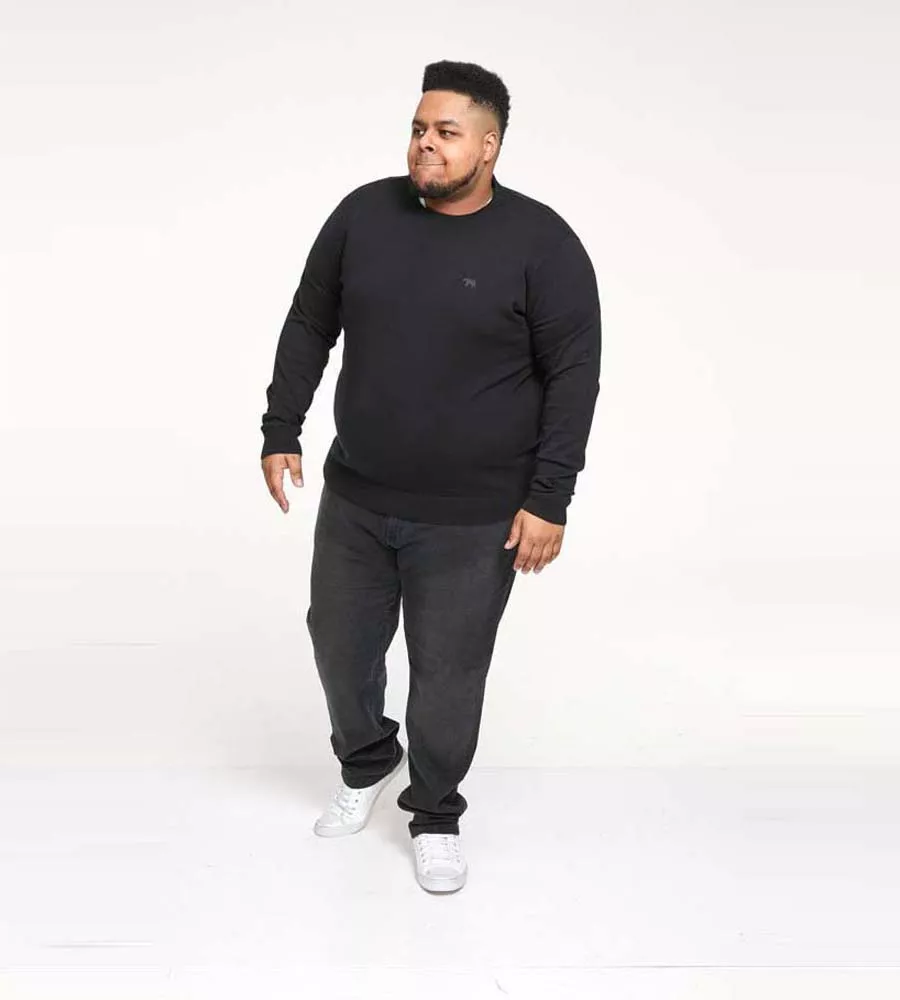 Black Crew Neck Sweater for Big Men (JOVANNI 1)