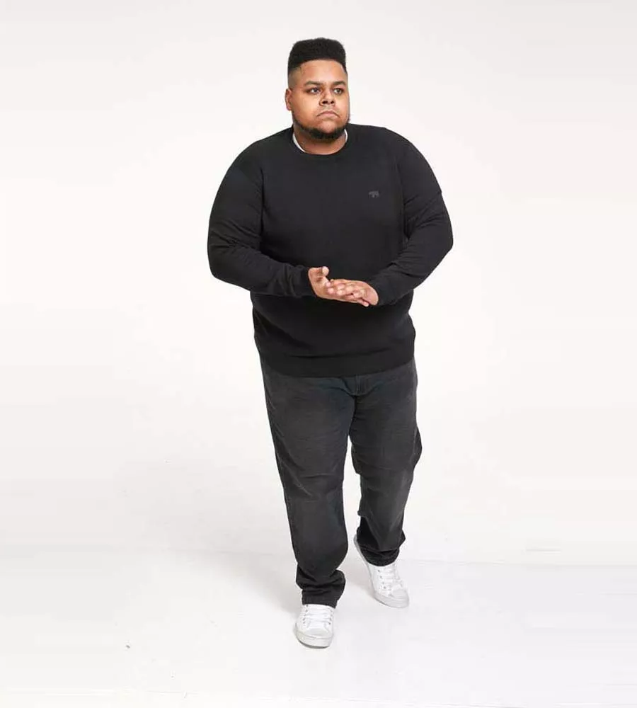 Black Crew Neck Sweater for Big Men (JOVANNI 1)