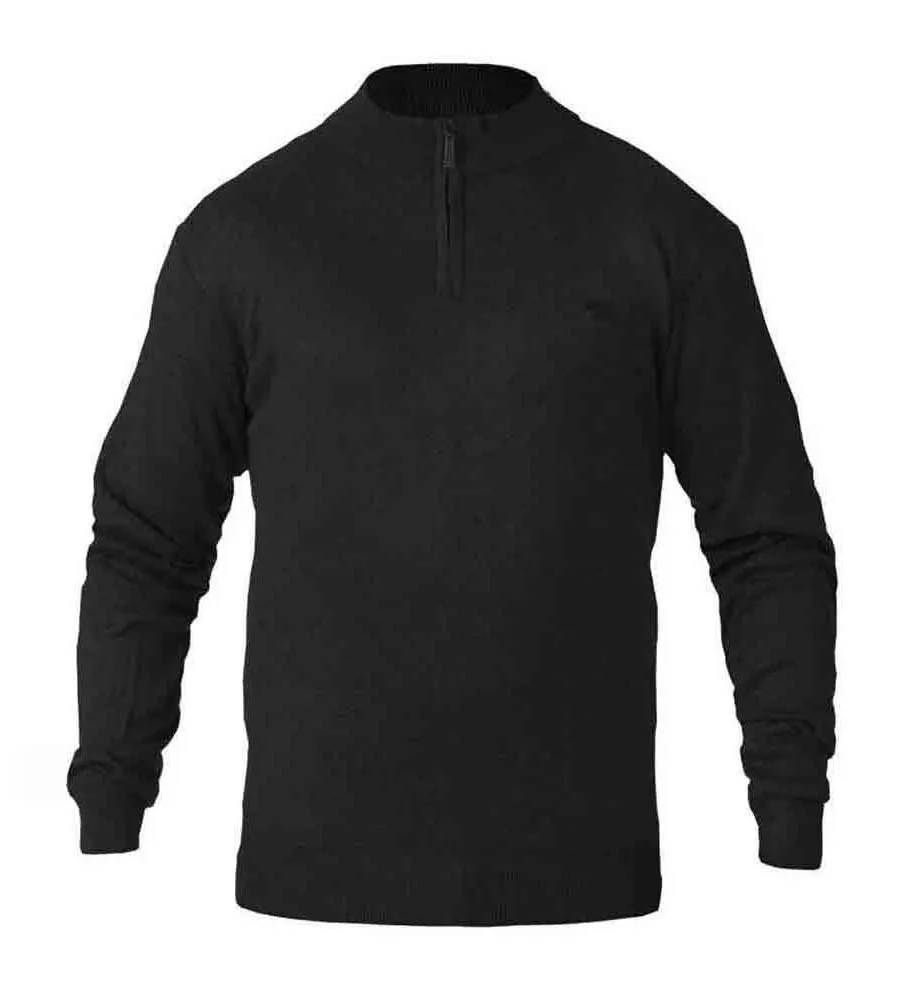 Black Knitted Quarter Zip Sweater for Big Men (GIUSEPPE 1)