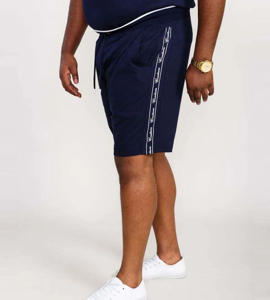 Couture Shorts With Elasticated Waistband and Branded Side Panels (BRANTHAM) for Big Men by D555