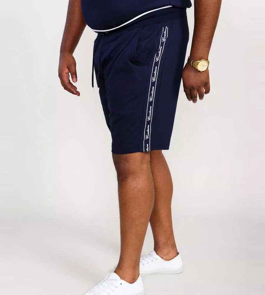 Couture Shorts With Elasticated Waistband and Branded Side Panels (BRANTHAM) for Big Men by D555