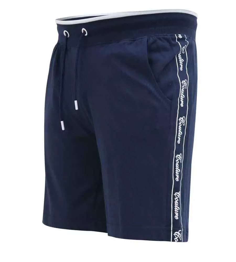 Couture Shorts With Elasticated Waistband and Branded Side Panels (BRANTHAM) for Big Men by D555