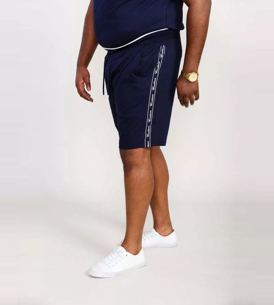 Couture Shorts With Elasticated Waistband and Branded Side Panels (BRANTHAM) for Big Men by D555