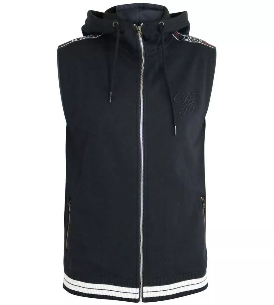 D555 Big Men's Sleeveless Hoody with Taping Detail in Chemung 1