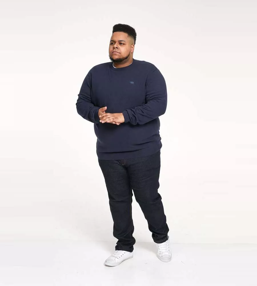 Navy Crew Neck Sweater for Big Men (JOVANNI 2)