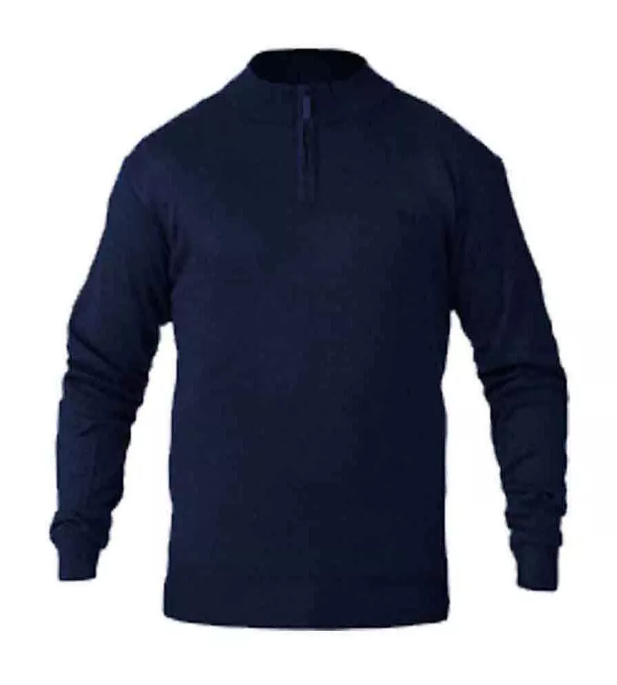 Navy Knitted Quarter Zip Sweater for Big Men (GIUSEPPE 2)