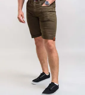 Khaki Stretch Canvas Shorts (GILBERT 1) for Men by D555