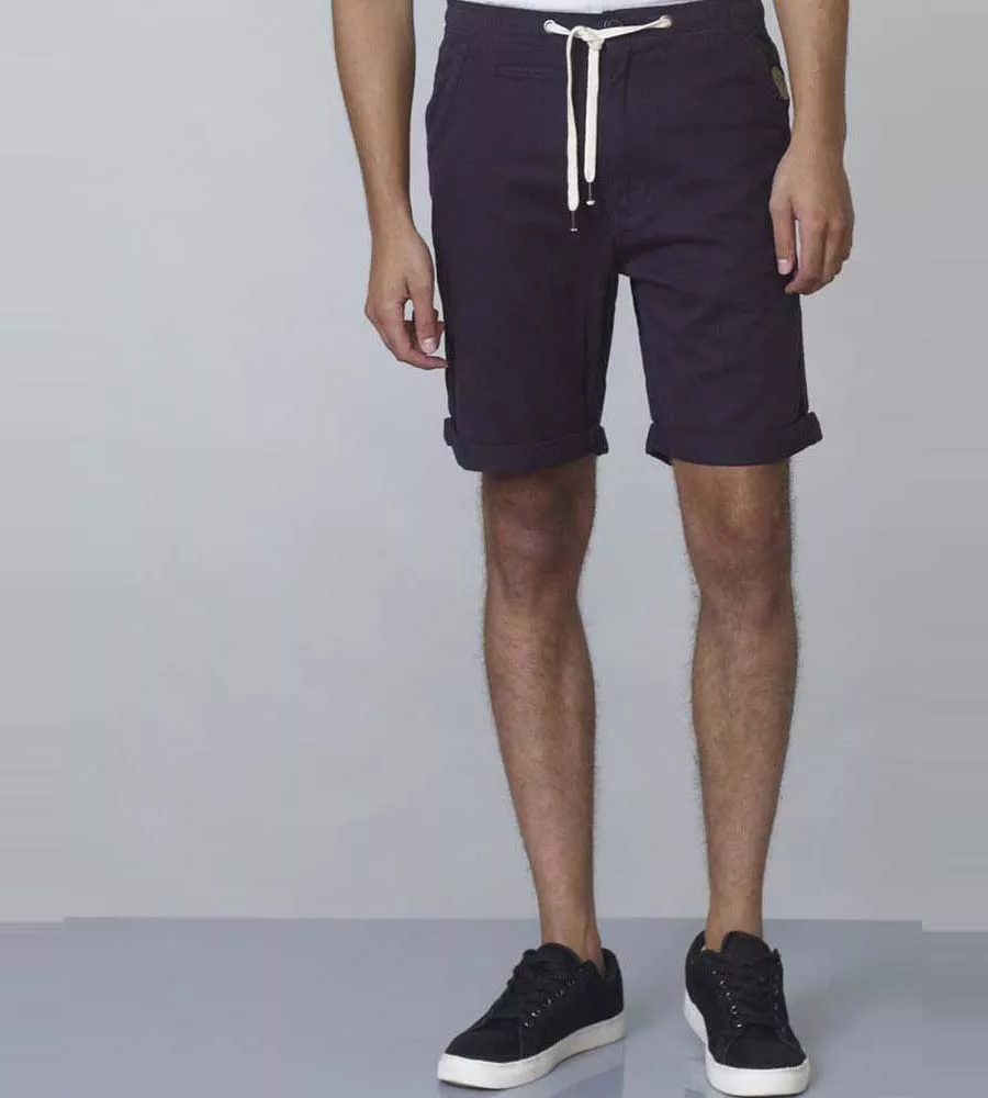 Navy Rugby Shorts With Elasticated Waistband & Drawcord (GARETH) for Men by D555