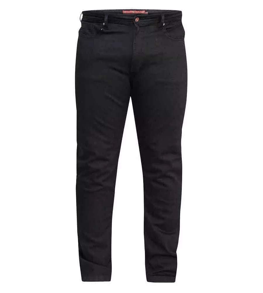 D555 Tall Mens Tapered Fit Stretch Jeans Black (CLAUDE-T)