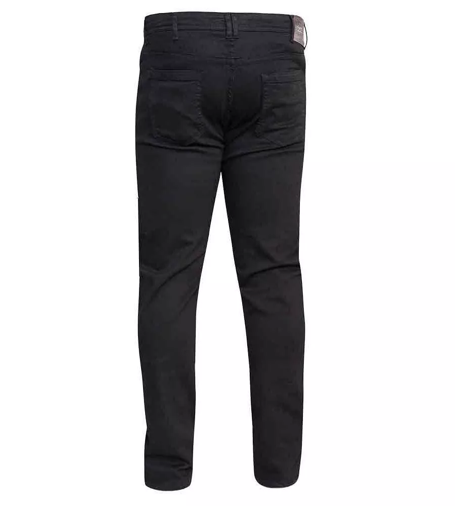 D555 Tall Mens Tapered Fit Stretch Jeans Black (CLAUDE-T)