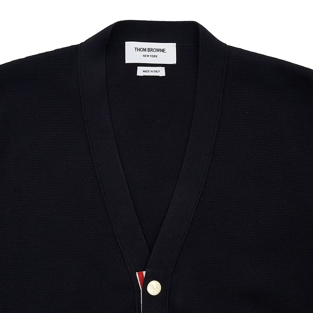 Designer Thom Browne Unisex Cardigans with Plain Logo for Street Style