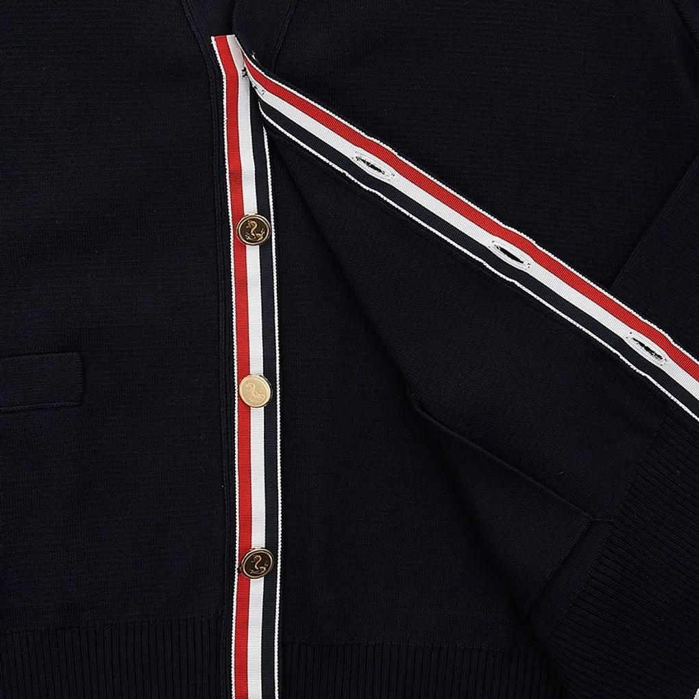 Designer Thom Browne Unisex Cardigans with Plain Logo for Street Style