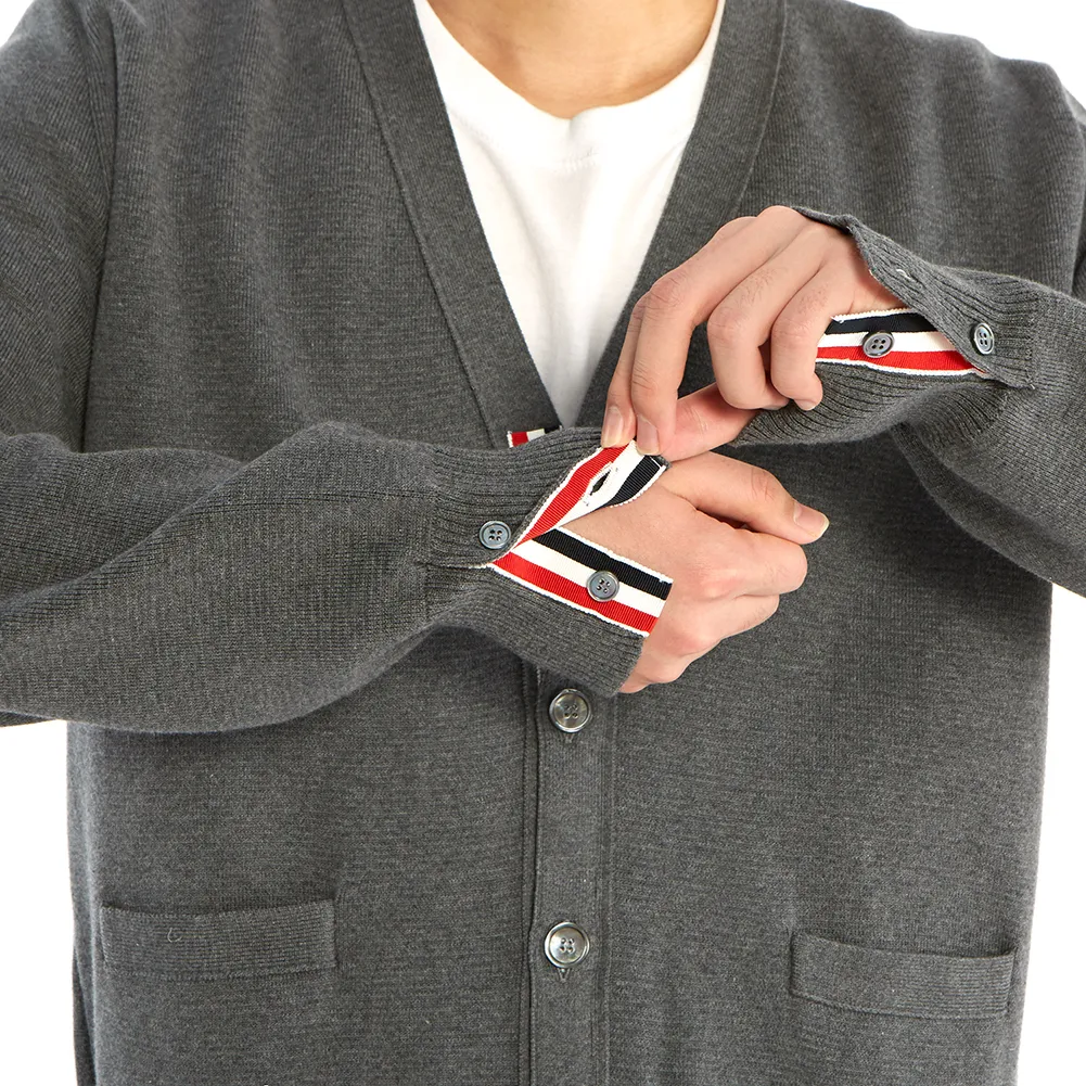 Designer Thom Browne Unisex Cardigans with Plain Logo for Street Style