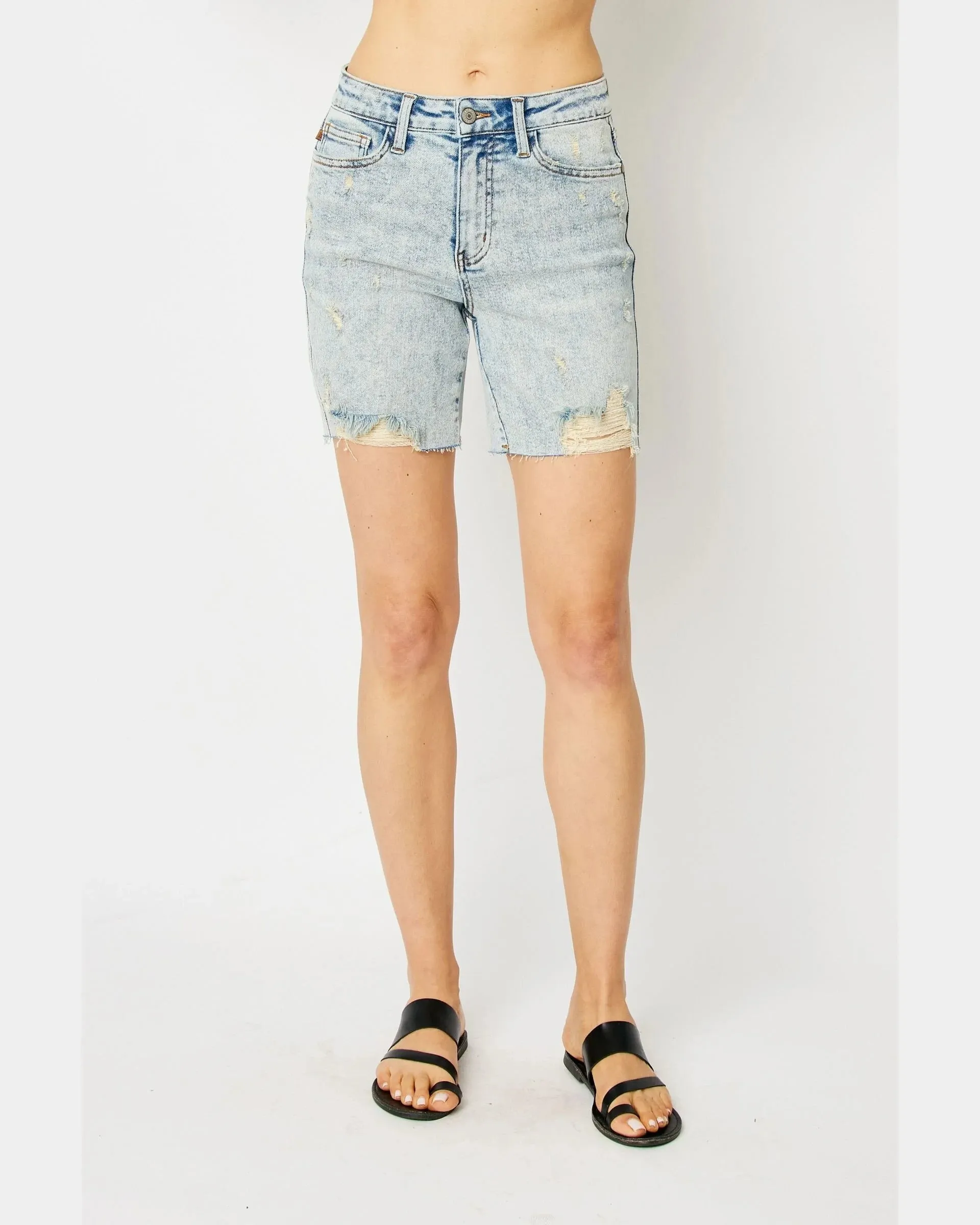 Destroyed Denim Shorts by HW Mineral Wash