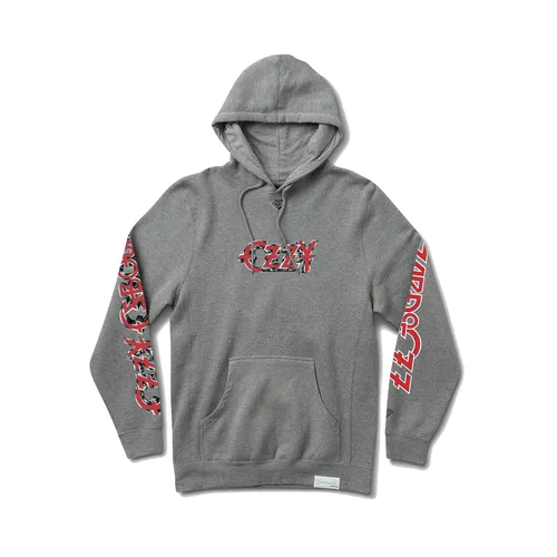 Diamond Supply Co. collaboration with Ozzy Osbourne Blizzard of Ozz Heather Grey Hoodie.