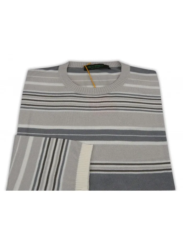 Etro Men's Striped Dove Gray Shirt, Model 16505 9357 VAR 901