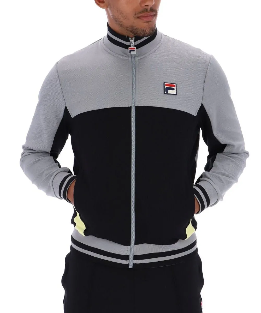 Fila Tiebreaker Funnel Neck Track Jacket in Black Sharkskin