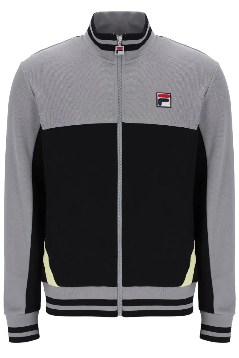 Fila Tiebreaker Funnel Neck Track Jacket in Black Sharkskin