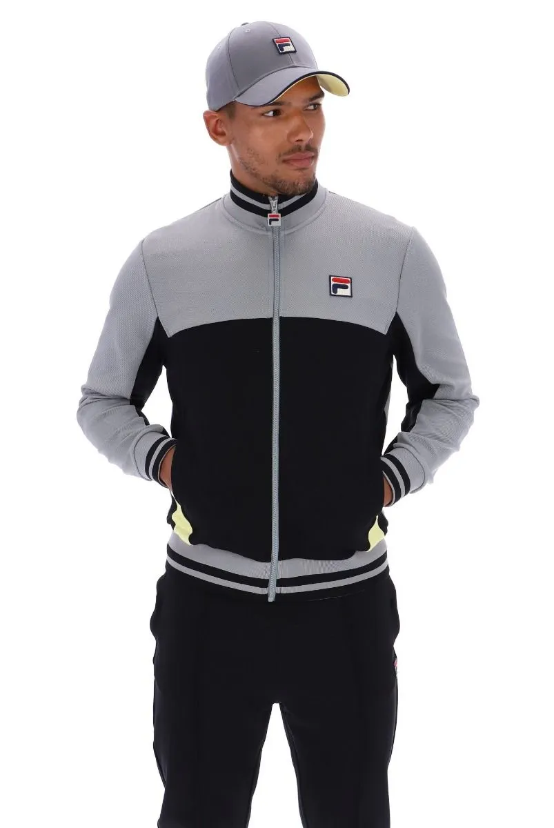 Fila Tiebreaker Funnel Neck Track Jacket in Black Sharkskin