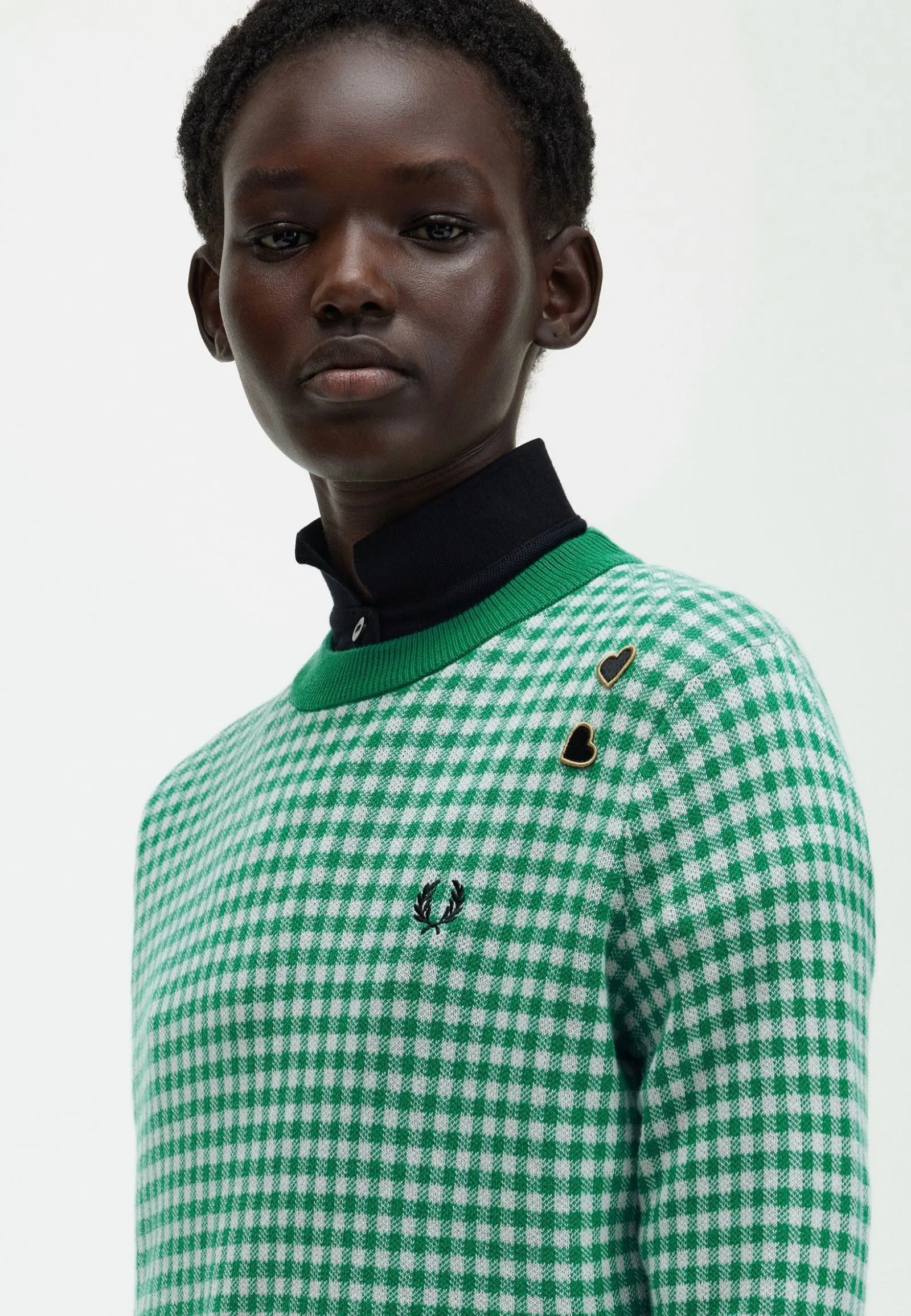 Fred Perry Amy Winehouse collaboration gingham green pullover.