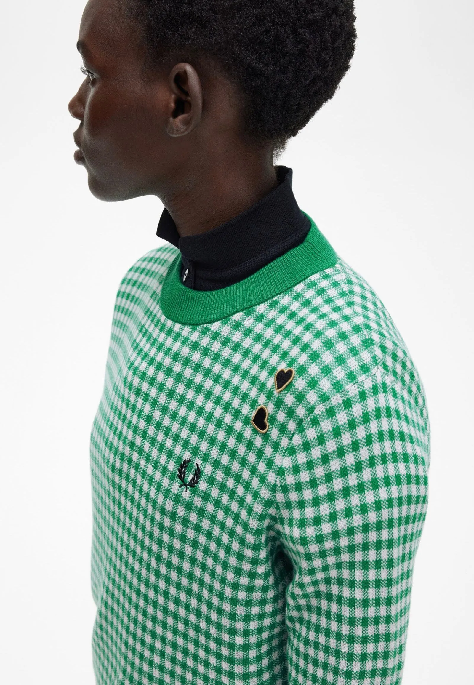 Fred Perry Amy Winehouse collaboration gingham green pullover.