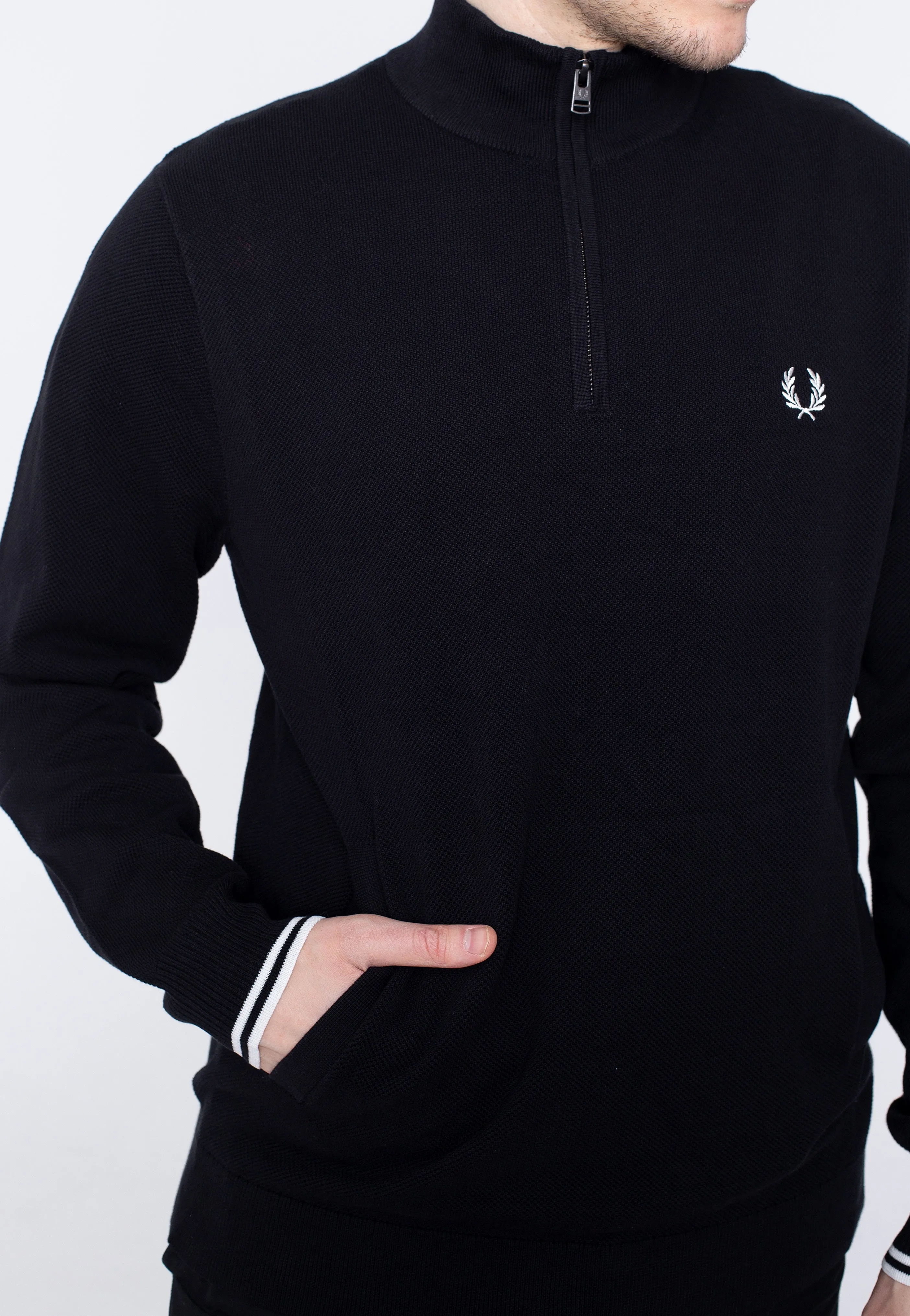 Fred Perry Half Zip Black Pullover