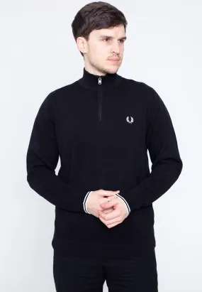 Fred Perry Half Zip Black Pullover