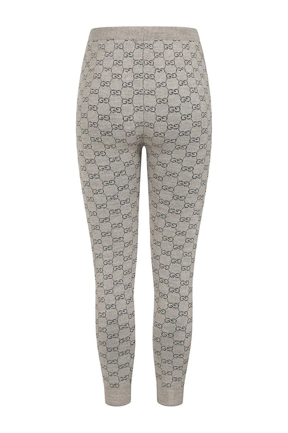 Beige GG Inspired Woven Knit Body Hugging Leggings by Giselle