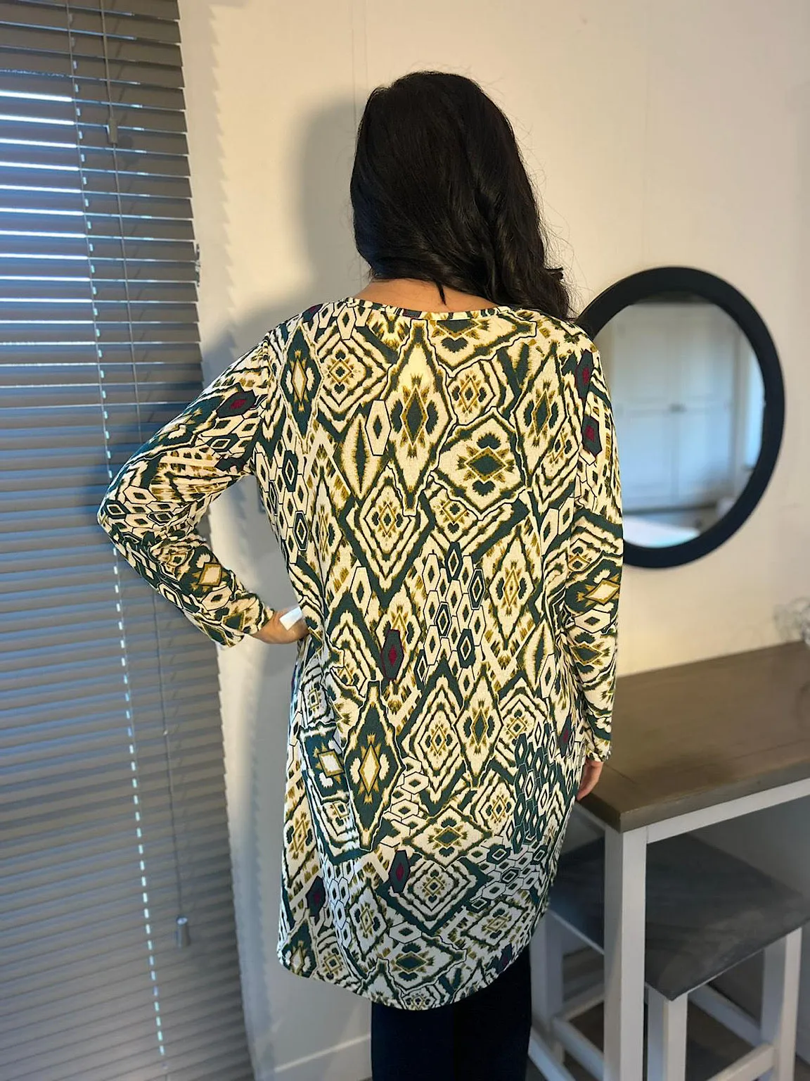 Tiffany Green Multi Diamond Pattern Dress