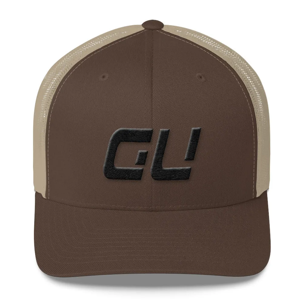 Guam Mesh Back Trucker Cap with Black Embroidery - GU - Various Hat Color Options