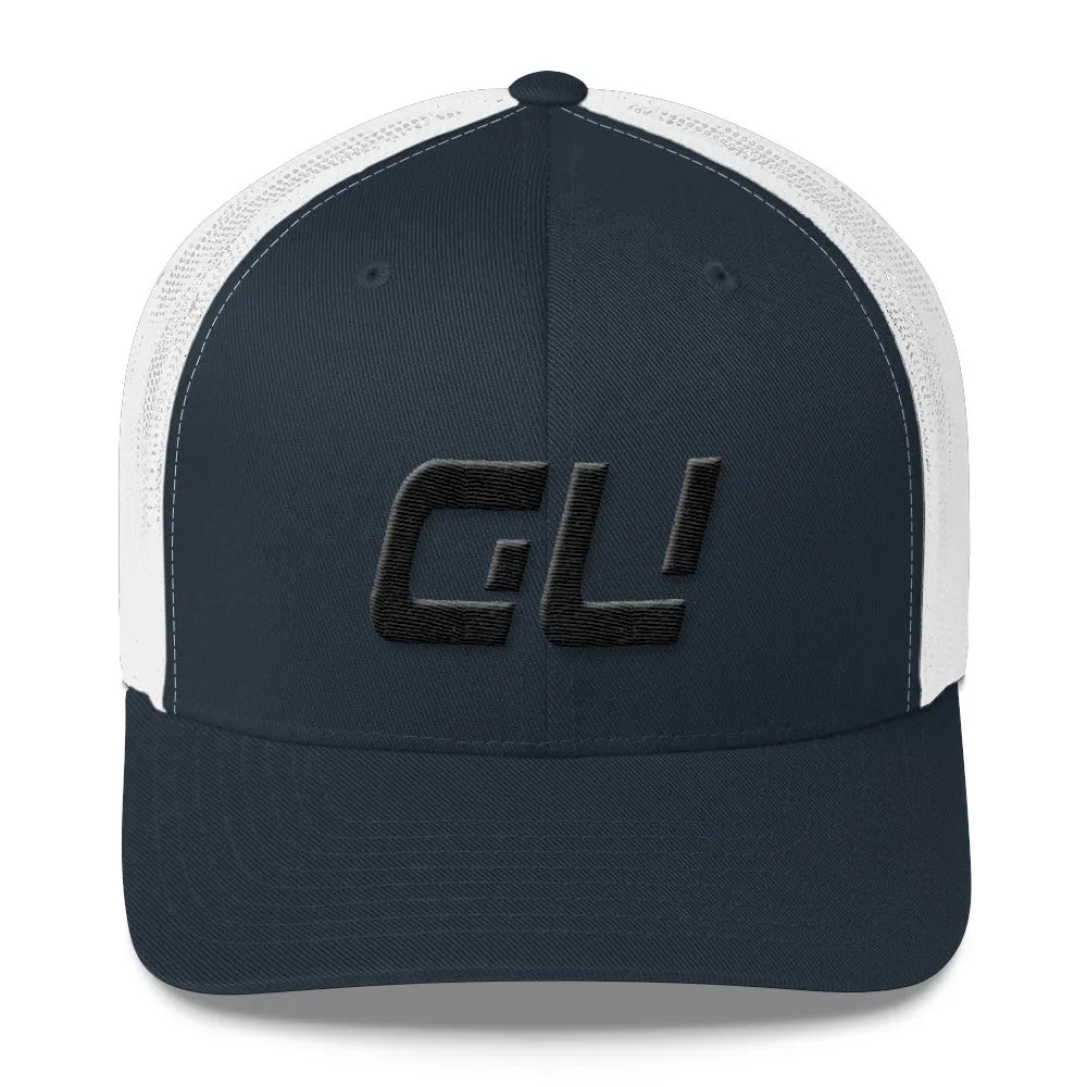 Guam Mesh Back Trucker Cap with Black Embroidery - GU - Various Hat Color Options