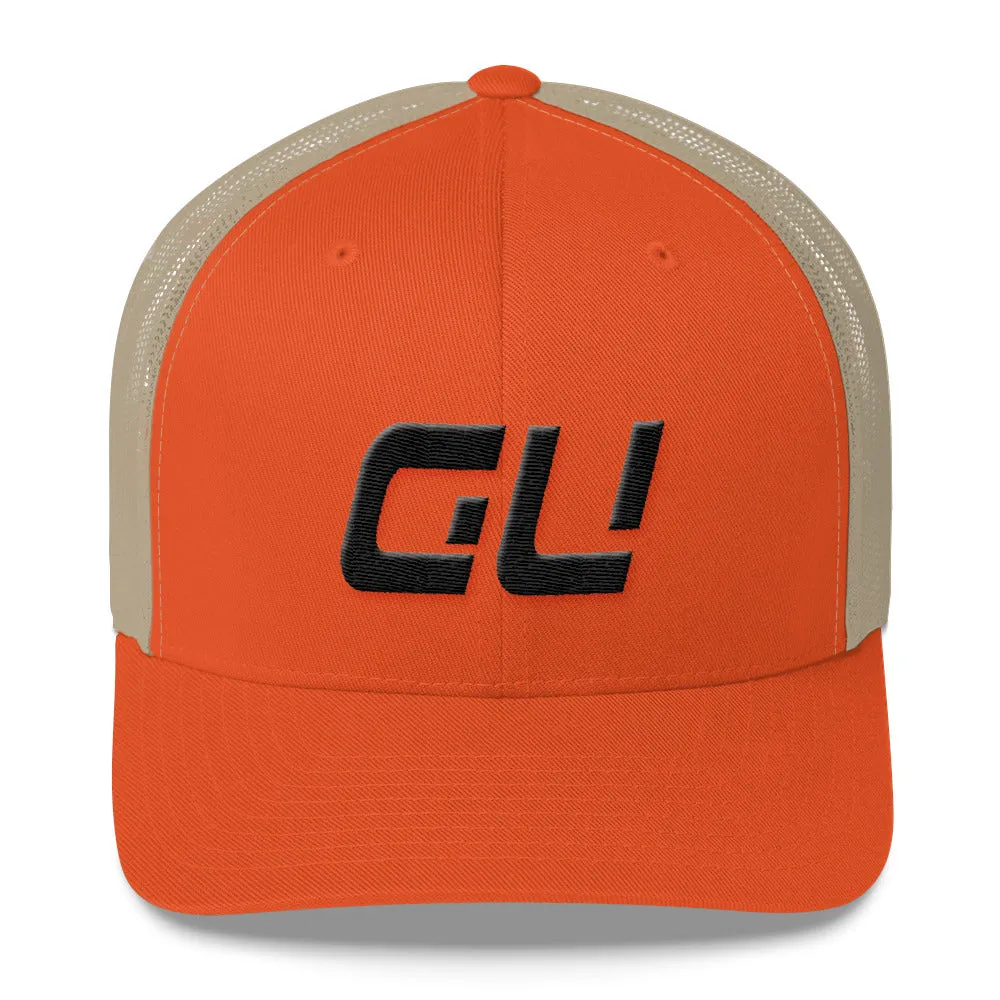 Guam Mesh Back Trucker Cap with Black Embroidery - GU - Various Hat Color Options