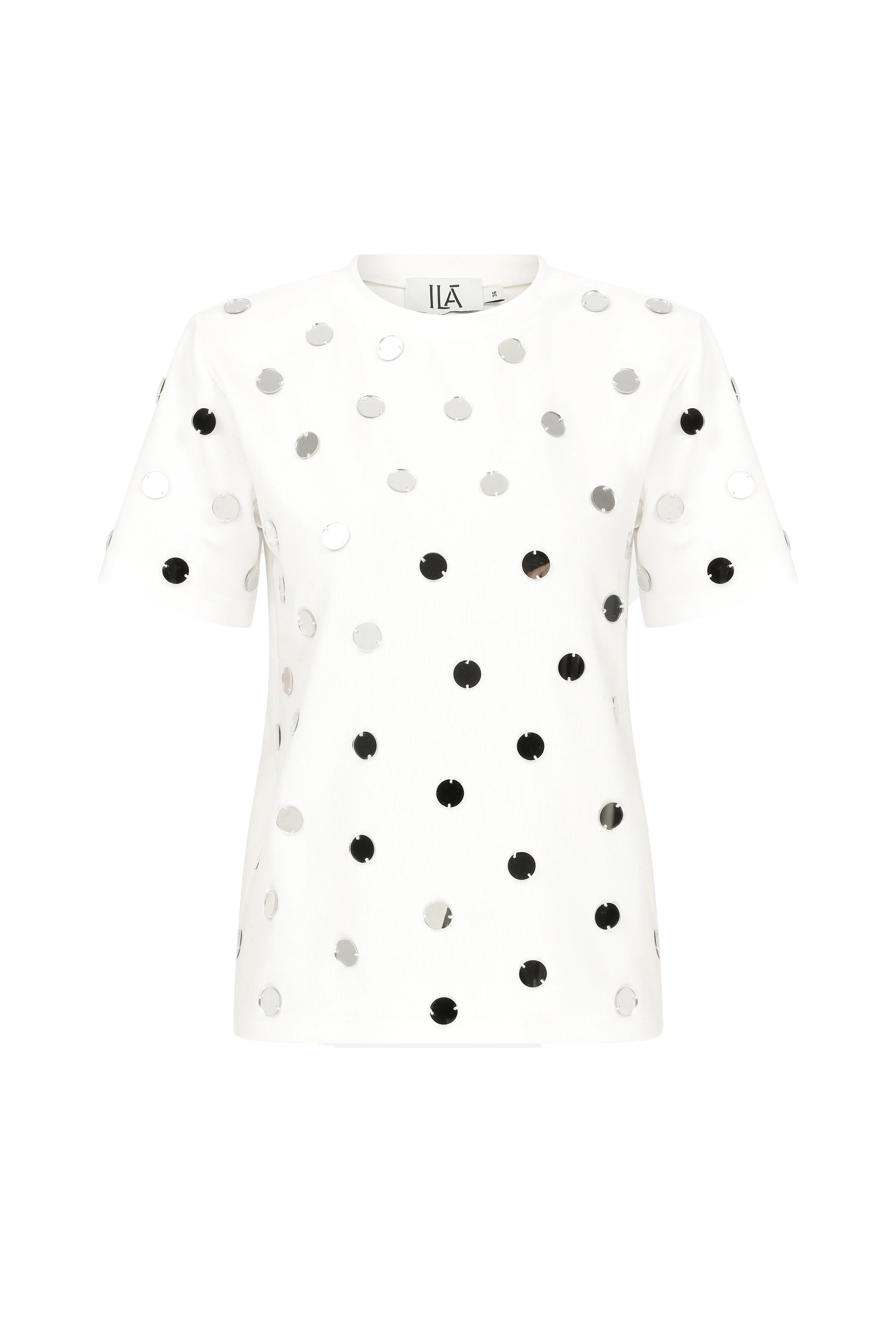 Handcrafted Mirror Design T-Shirt with Shoulder Pads - Miro