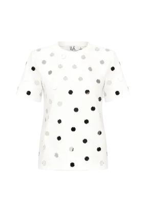 Handcrafted Mirror Design T-Shirt with Shoulder Pads - Miro