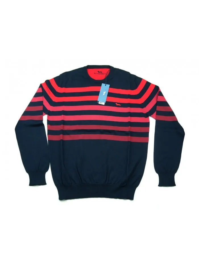 Harmont & Blaine Red Blue Striped Sweater H1626 30053 COL 801