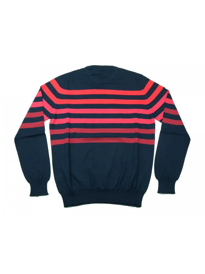 Harmont & Blaine Red Blue Striped Sweater H1626 30053 COL 801