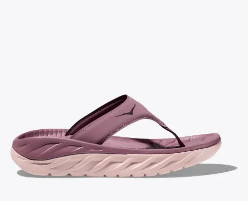 Hoka Women's ORA Recovery Flip Sandals in Wistful Mauve and Peach Whip Colors