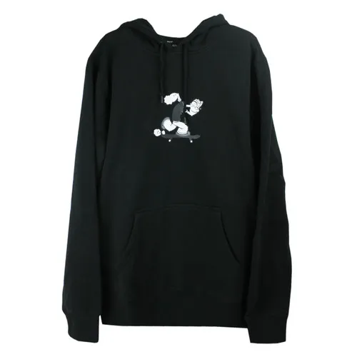 HUF Popeye collaboration black skate pullover hoody.