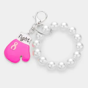 iLLASPARKZ Pink Ribbon Glove Pearl Keychain Bracelet