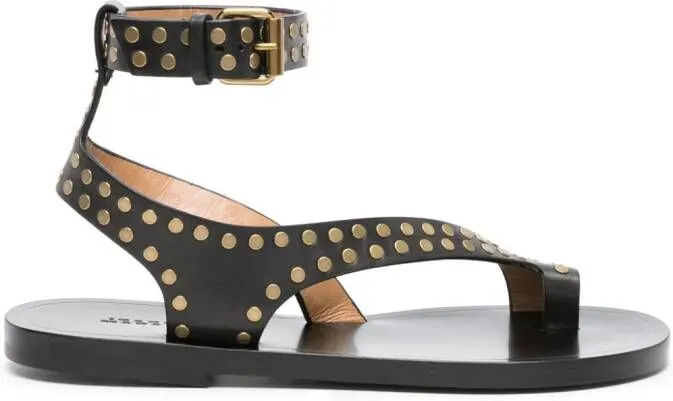 ISABEL MARANT Black Leather Studded Jiona Sandals