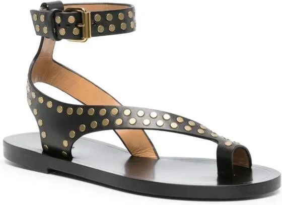 ISABEL MARANT Black Leather Studded Jiona Sandals