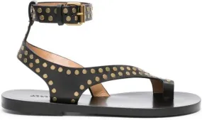 ISABEL MARANT Black Leather Studded Jiona Sandals