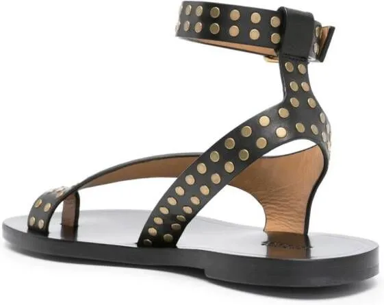 ISABEL MARANT Black Leather Studded Jiona Sandals