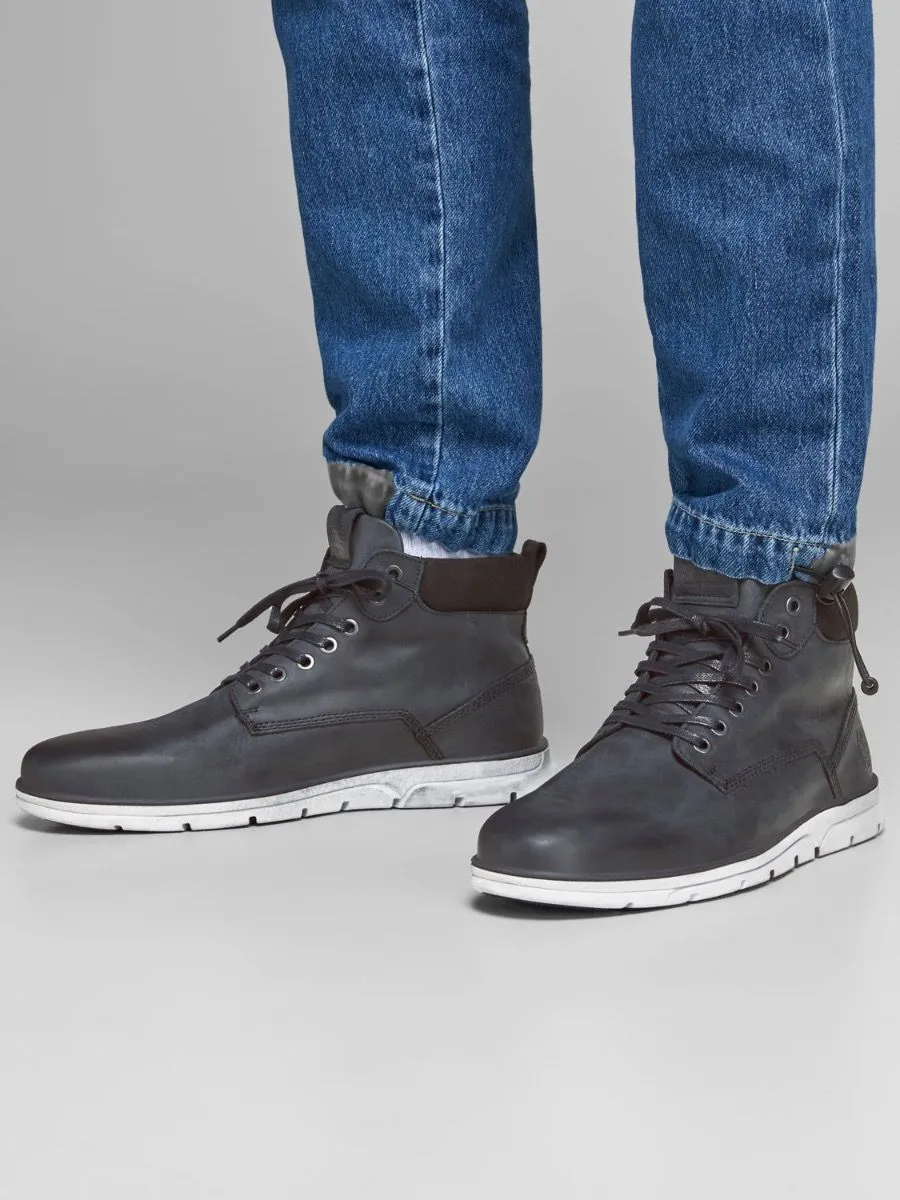 Jack & Jones Tubar Anthracite Leather Boots