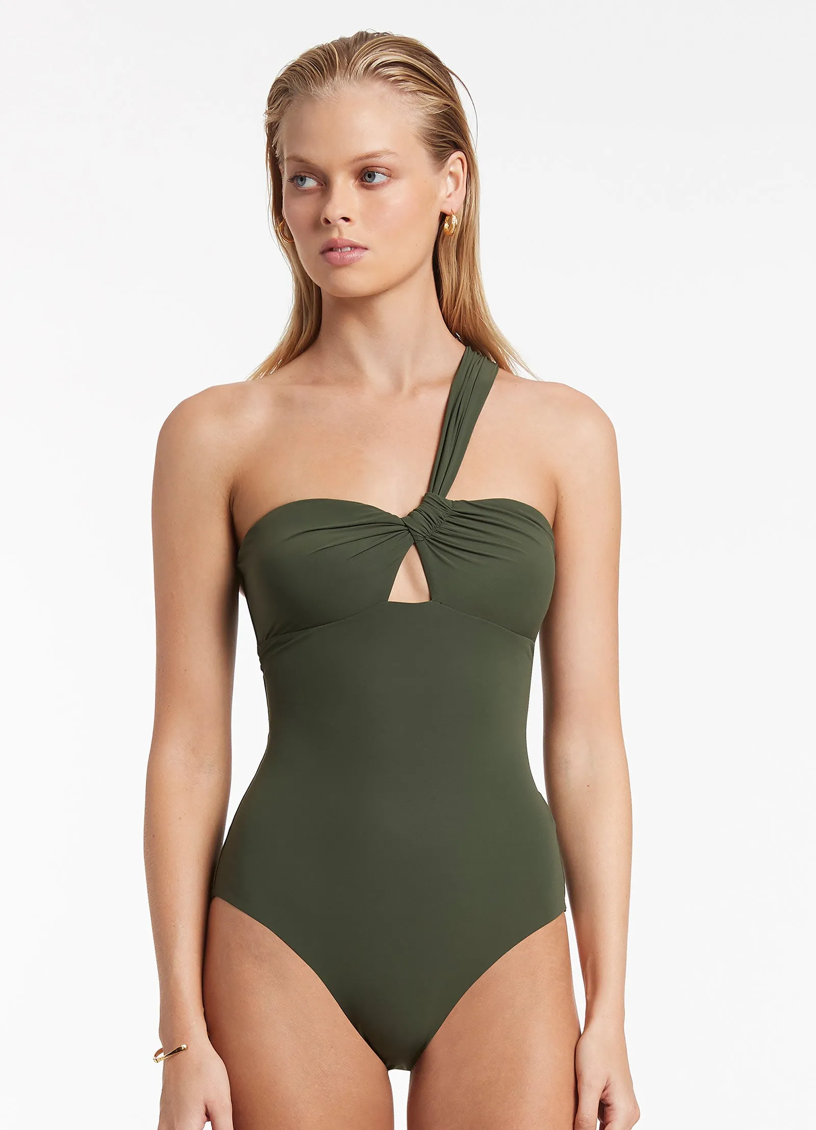 Jetset Olive One Shoulder One Piece Swimsuit