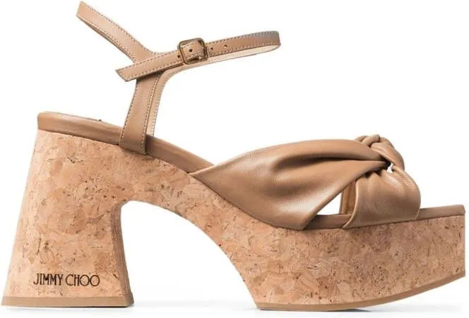 Brown Jimmy Choo Heloise 95 wedge sandals