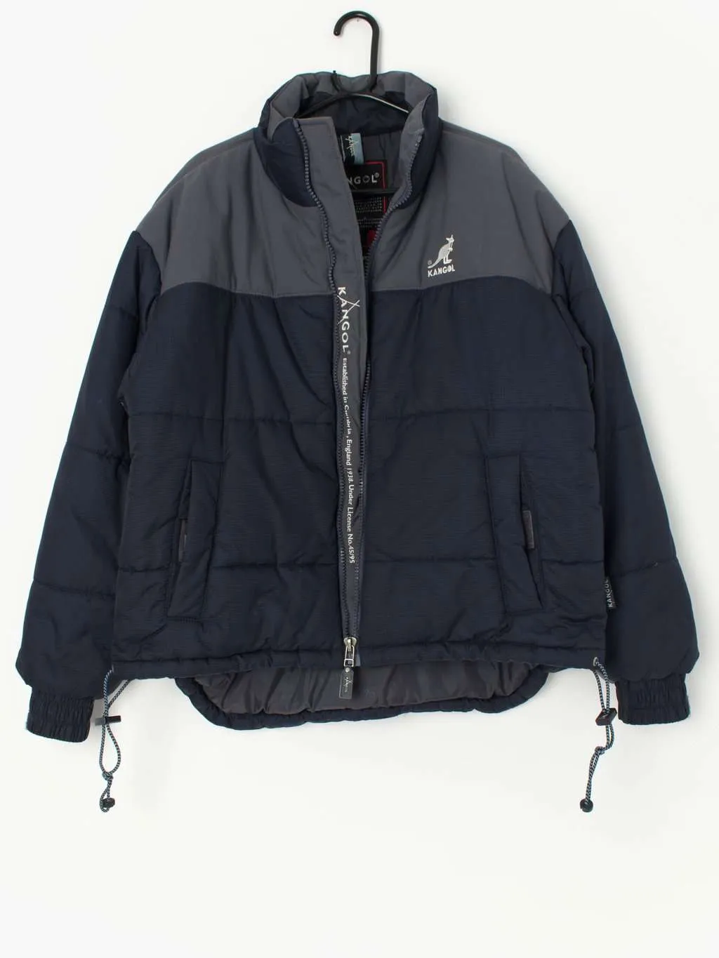 Kangol puffer jacket navy blue grey - Medium / Large