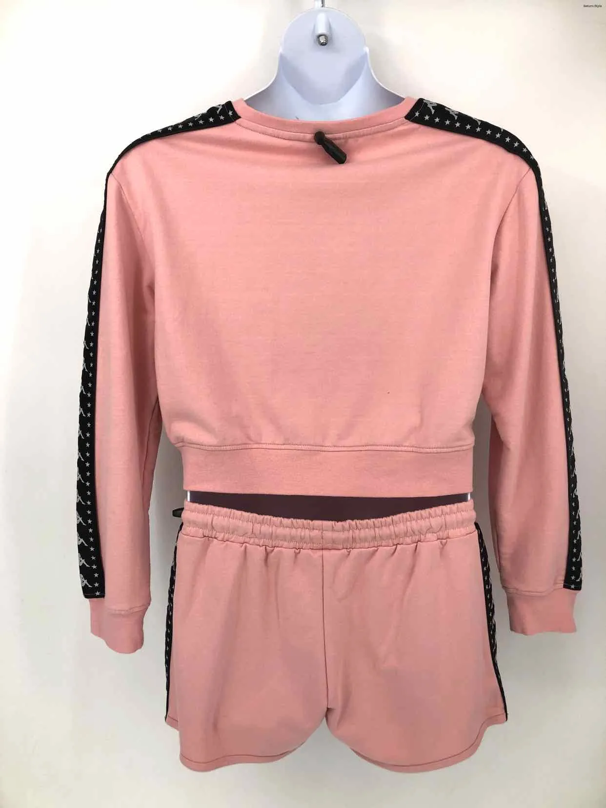 Pink Black White Sweatshirt Shorts Size LARGE (L) 2PC Set KAPPA