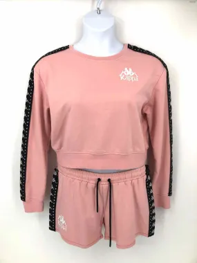 Pink Black White Sweatshirt Shorts Size LARGE (L) 2PC Set KAPPA